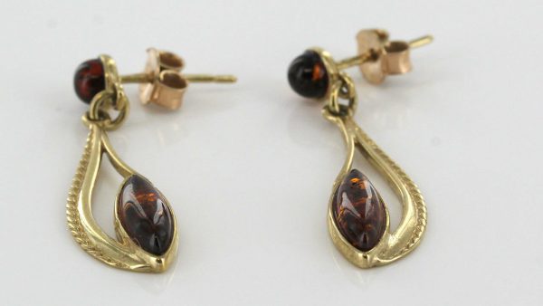 Italian Made German Baltic Amber in 9ct Gold Drop Earrings GE0328 RRP£225!!!