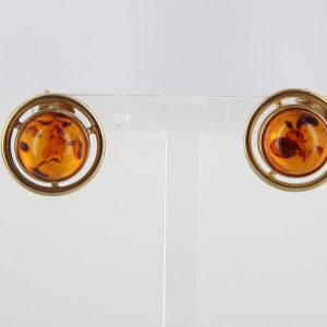 Italian Handmade German Baltic Amber Studs In 9ct Gold GS0011 RRP£275!!!