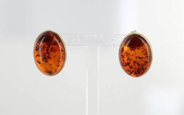 Italian Made Unique German Baltic Amber Oval Large Stud Earrings In 9ct solid Gold GS0017 RRP£325!!!