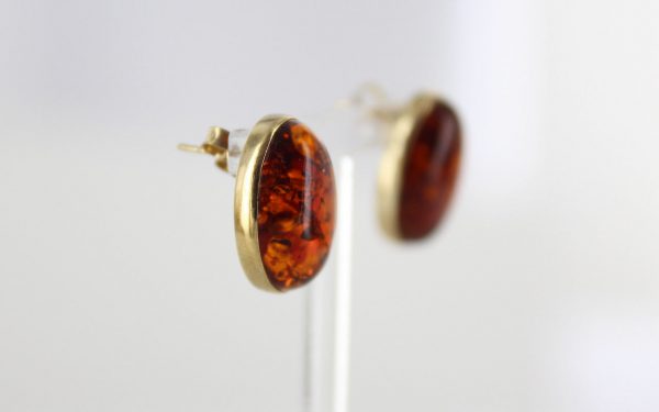 Italian Made Unique German Baltic Amber Oval Large Stud Earrings In 9ct solid Gold GS0017 RRP£325!!!