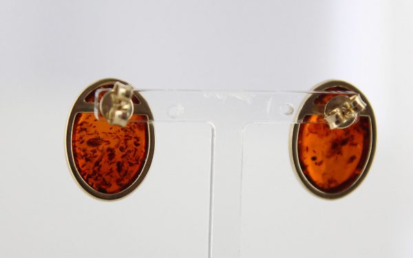 Italian Made Unique German Baltic Amber Oval Large Stud Earrings In 9ct solid Gold GS0017 RRP£325!!!