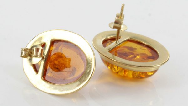 ITALIAN MADE GERMAN AMBER LARGE STUD EARRINGS IN 9ct solid GOLD GS0019 RRP£475!!!