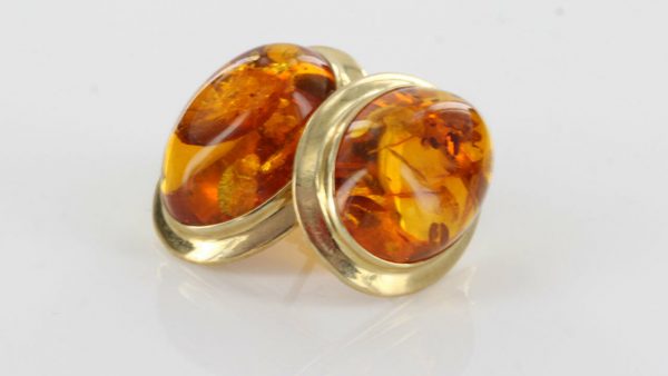 ITALIAN MADE GERMAN AMBER LARGE STUD EARRINGS IN 9ct solid GOLD GS0019 RRP£475!!!