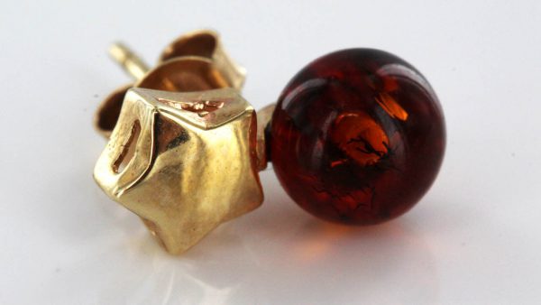 Italian Made Fancy Stars German Baltic Amber Studs in 9ct Solid Gold GS0052 RRP£195!!!