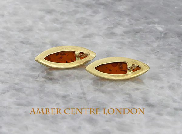 Italian Handmade German Baltic Amber Studs In 9ct Solid Gold GS0097 RRP£150!!!