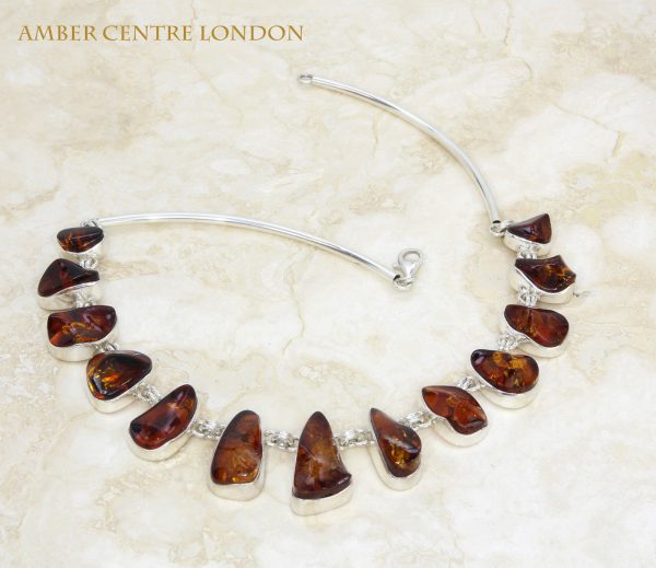 German Baltic Amber Handmade Necklace in 925 Sterling Silver N008 RRP£720!!!