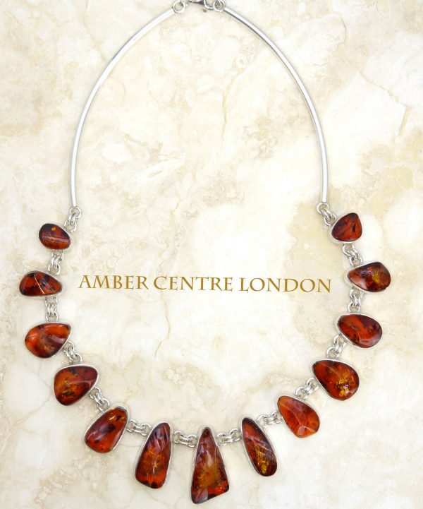 German Baltic Amber Handmade Necklace in 925 Sterling Silver N008 RRP£720!!!