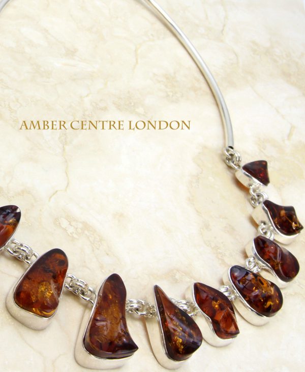 German Baltic Amber Handmade Necklace in 925 Sterling Silver N008 RRP£720!!!