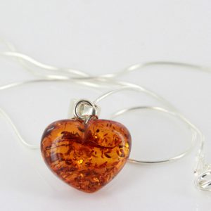 Italian Handmade "Love" German Amber Heart Necklace (heart+chain) Love1 RRP£50!!!
