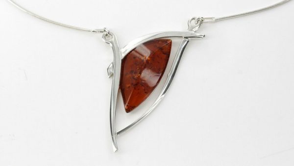 AMBER NECKLACE MODERN GERMAN BALTIC Amber & 925 STERLING SILVER N015 RRP £140!!