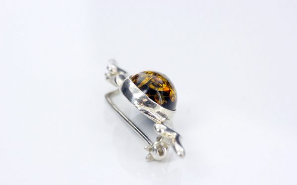 German Baltic Green Amber 925 Silver Handmade Elegant Brooch BD032 RRP£45!!!