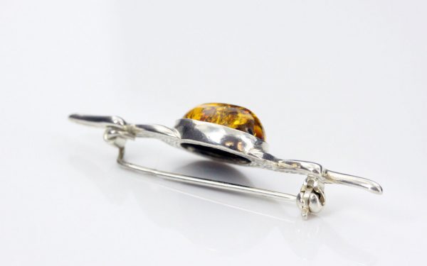 German Baltic Green Amber 925 Silver Handmade Elegant Brooch BD032 RRP£45!!!