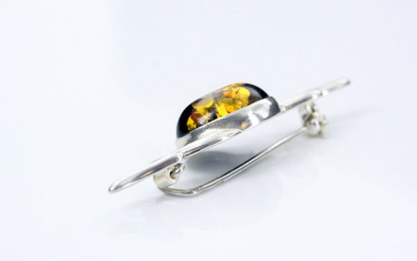 German Baltic Green Amber 925 Silver Handmade Elegant Brooch BD032 RRP£45!!!