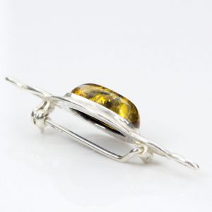 HANDMADE GREEN GERMAN BALTIC AMBER IN 925 SILVER SETTING BROOCH BD034 RRP£30!!!