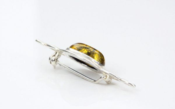 HANDMADE GREEN GERMAN BALTIC AMBER IN 925 SILVER SETTING BROOCH BD034 RRP£30!!!