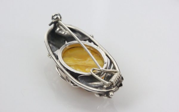Brooch Butterscotch German Baltic Amber 925 silver handmade BD0129 RRP£125!!!