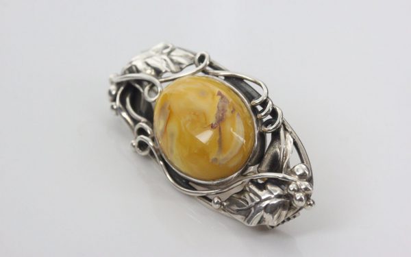 Brooch Butterscotch German Baltic Amber 925 silver handmade BD0129 RRP£125!!!