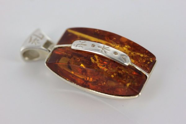 German Baltic Amber Pendant 925 Silver unique Handmade PE0240 RRP£70!!