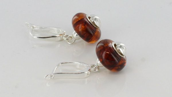 Amber Earrings Italian Design German Baltic Handmade 925 Silver E0065 RRP£60!!!