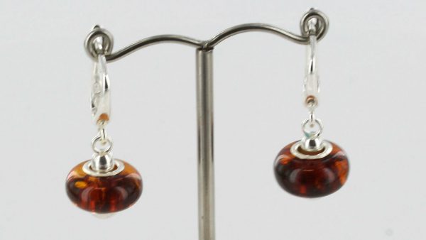 Amber Earrings Italian Design German Baltic Handmade 925 Silver E0065 RRP£60!!!