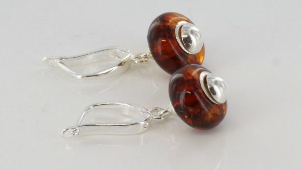 Amber Earrings Italian Design German Baltic Handmade 925 Silver E0065 RRP£60!!!