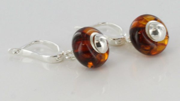 Amber Earrings Italian Design German Baltic Handmade 925 Silver E0065 RRP£60!!!