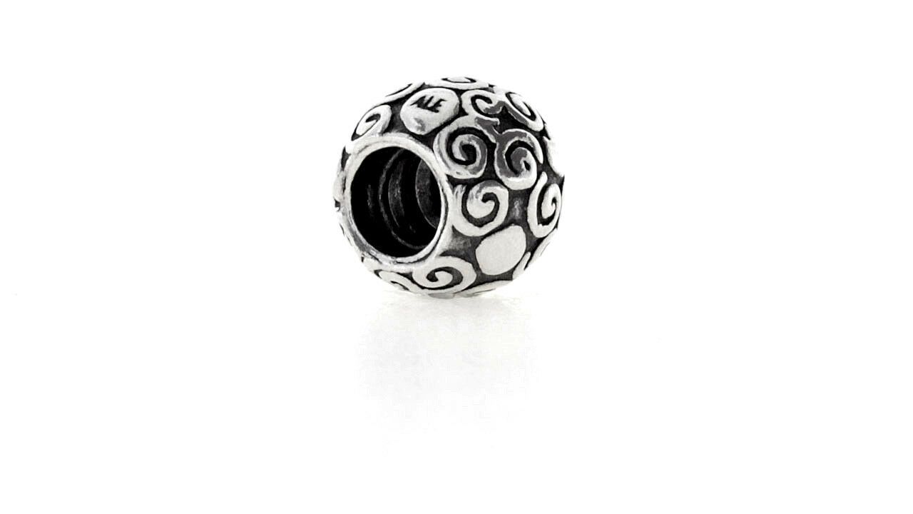 Authentic Retired Pandora Sterling Silver Swirl Dots Bead Charm