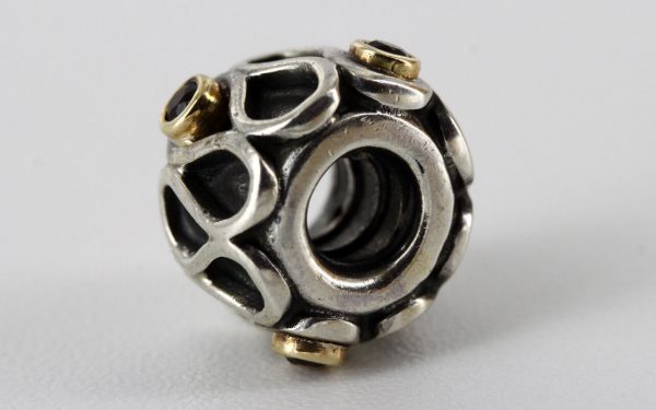 Genuine Pandora Silver and 14k Gold Charm - Smokey Quartz - 790366SQ RRP£150!!!