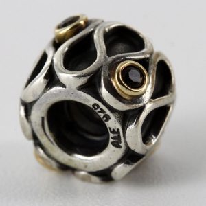 Genuine Pandora Silver and 14k Gold Charm - Smokey Quartz - 790366SQ RRP£150!!!