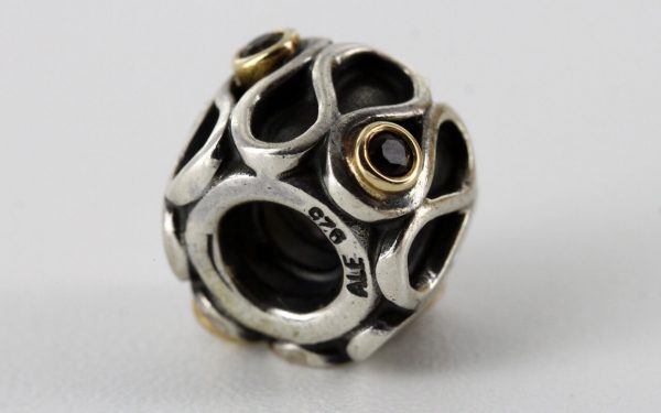 Genuine Pandora Silver and 14k Gold Charm - Smokey Quartz - 790366SQ RRP£150!!!