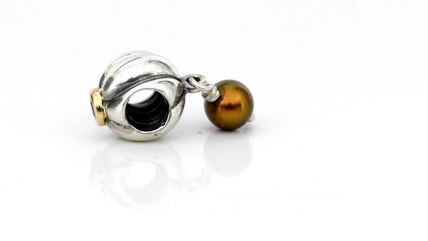 Pandora Silver Charm with Brown Pearl 14ct Gold - Blossom - 790402BCZ RRP£75!!!