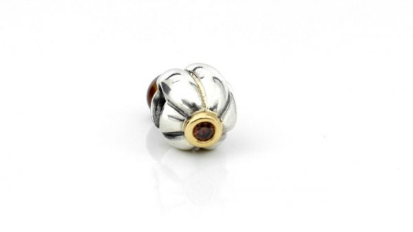 Pandora Silver Charm with Brown Pearl 14ct Gold - Blossom - 790402BCZ RRP£75!!!