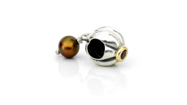 Pandora Silver Charm with Brown Pearl 14ct Gold - Blossom - 790402BCZ RRP£75!!!