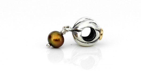 Pandora Silver Charm with Brown Pearl 14ct Gold - Blossom - 790402BCZ RRP£75!!!