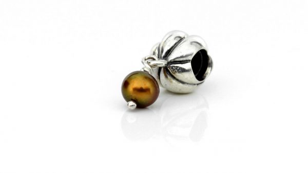 Pandora Silver Charm with Brown Pearl 14ct Gold - Blossom - 790402BCZ RRP£75!!!