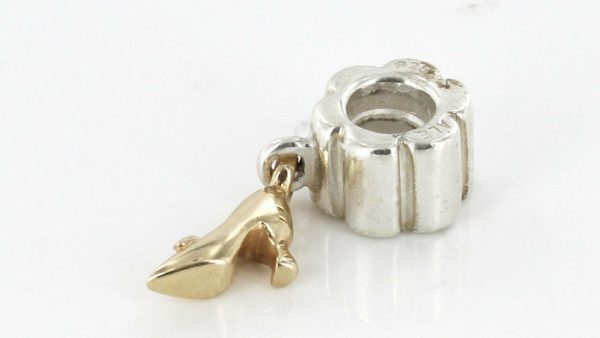 Genuine Pandora Retired 925 Silver Charm -14ct GOLD STILETTO- 790349 RRP £145!!!