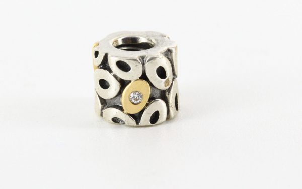 Genuine PANDORA 925 Silver and 14ct Gold Oh My! Circle Charm 790431CZ RRP £125!!