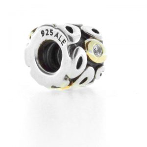 Genuine PANDORA 925 Silver and 14ct Gold Oh My! Circle Charm 790431CZ RRP £125!!