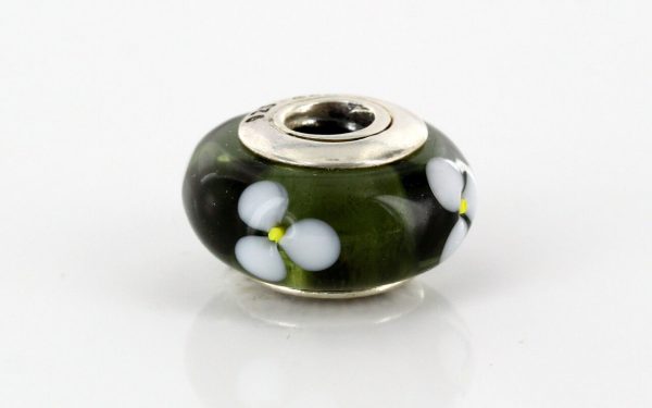 Pandora Unique Black Flowers Murano Glass 925 ALE Charm 790604 RRP£45!!!!