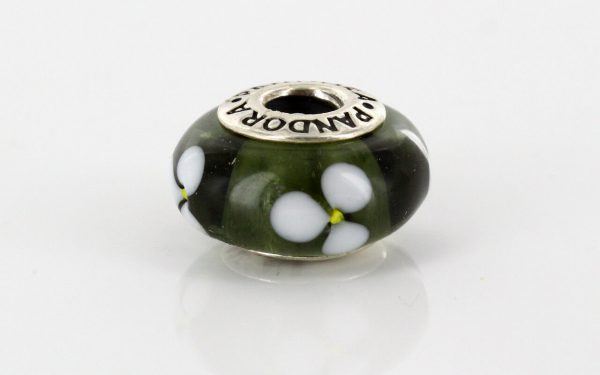 Pandora Unique Black Flowers Murano Glass 925 ALE Charm 790604 RRP£45!!!!