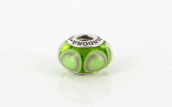 PANDORA Unique Green Circles Murano Glass Charm 925ALE 790913 RRP£45!!!!
