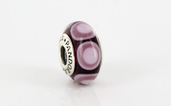 PANDORA Unique Purple Circles Murano Glass 925 ALE Charm 790910 RRP£45!!!!