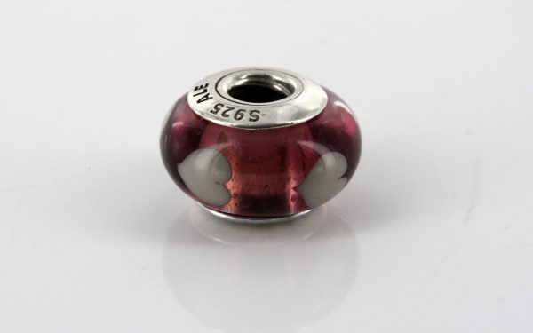 PANDORA Unique Purple Unique Heart Murano Glass 925ALE Charm 790659 RRP£45!!!!