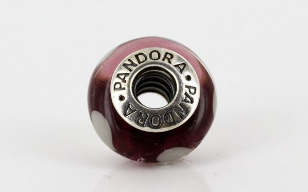 PANDORA Unique Purple Unique Heart Murano Glass 925ALE Charm 790659 RRP£45!!!!