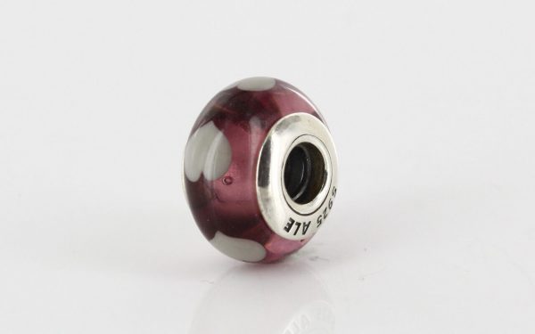 PANDORA Unique Purple Unique Heart Murano Glass 925ALE Charm 790659 RRP£45!!!!