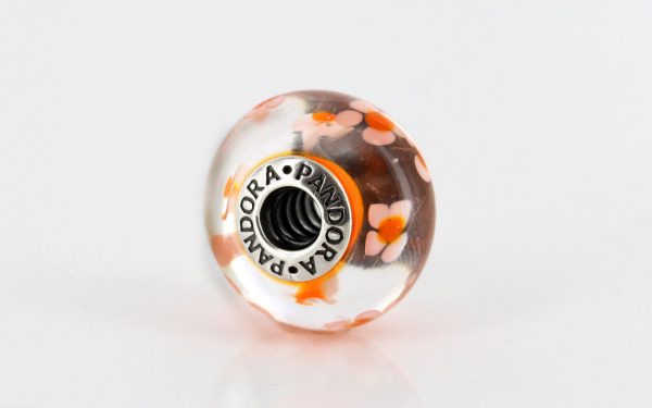 Pandora Large Orange Flowers Murano Glass 925 ALE Charm 790751 RRP£50!!!!
