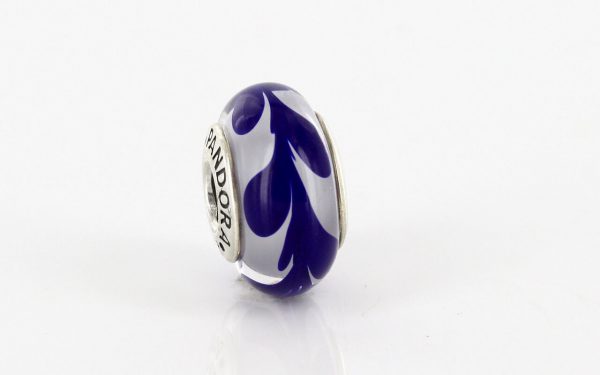 PANDORA Cobalt Blue Brush Strokes Murano Glass 925 ALE Charm 790675 RRP£45!!!!