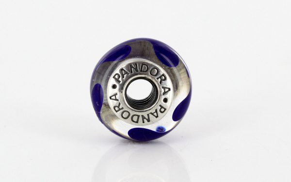 PANDORA Cobalt Blue Brush Strokes Murano Glass 925 ALE Charm 790675 RRP£45!!!!