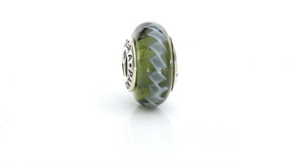 Genuine Pandora Charm BLACK ZIG ZAG Murano Glass 925 ALE - 790601 RRP£45!!!