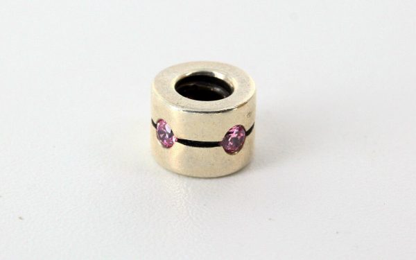 Pandora Barrel Charm with Pink Cubic Zirconia 925 ALE 790172PCZ RRP£50!!